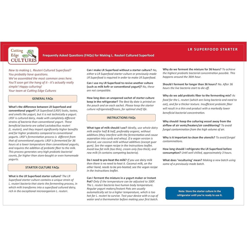 Cutting Edge Cultures LR SuperFood Starter Culture + Prebio Plus