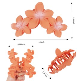 Ondder 4 Pcs Big Flower Hair Clips for Women - Large Matte Claw Clips for Thick Hair, Non-Slip Strong Hold Jaw Clips - Accessories for Women and Girls