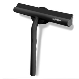 Anjinwiper Varied-Use Shower Squeegee Bathroom Cleaner Tool Household Window Scraper Streak-Free Rubber Blade with Hook, Squeegee Wiper Cleaning for Bathroom, Mirrors, Doors,8" in,Black