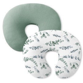 Little Grape Land Muslin Nursing Pillow Cover, 2 Pack Breast Feeding Pillow Cover Fit Standard Nursing Pillows, Soft Removable Covers Slipcovers for Breastfeeding Pillows for Baby(Leaf)