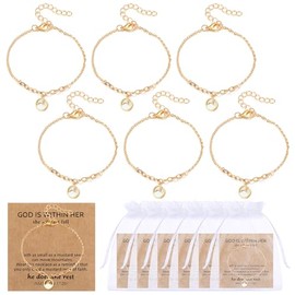 Tondiamo 6 Pcs Love Moving Mountains Mustard Seed Faith Bracelets with Cards Mustard Seed Link Bracelet Jewelry Bulk Catholic Christian Birthday Gifts for Women Inspirational Religious Christian Gifts