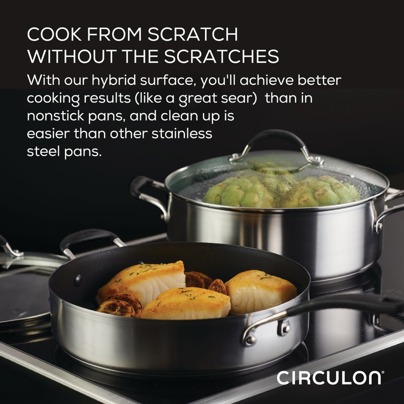 Circulon SteelShield Induction Frying Pan/Skillet with SteelShield Hybrid Stainless and