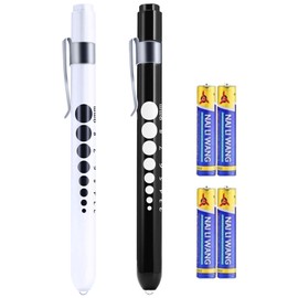 LUCXXI Pen Lights for Nurses Doctors, 2 Pack Reusable Medical PenLight with Pupil Gauge and Ruler, with 4 AAA Batteries for Nursing Students Essentials