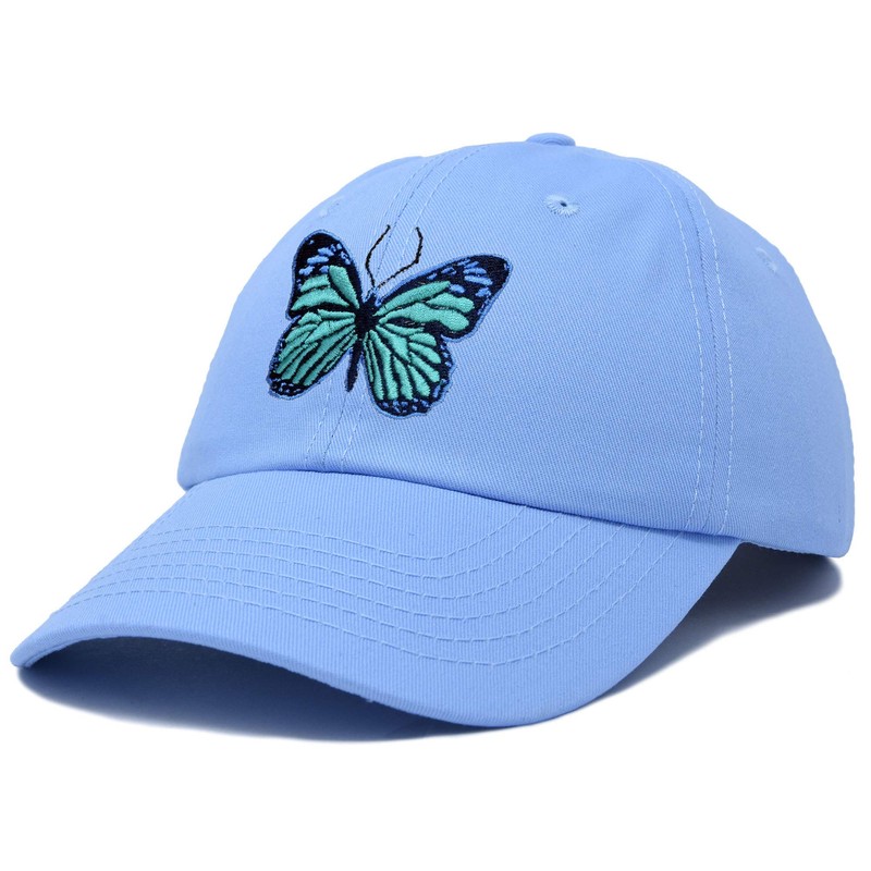 DALIX sombrero de mariposa azul exótico para mujer, regalo bordado