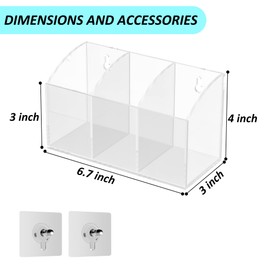 Hexsonhoma Acrylic Pen Holder Box 3 Compartments, Clear Pencil Storage Organizer for Desk or Wall, Acrylic Organizer Holder for Pens, Office Desk Accessories, Makeup Brush