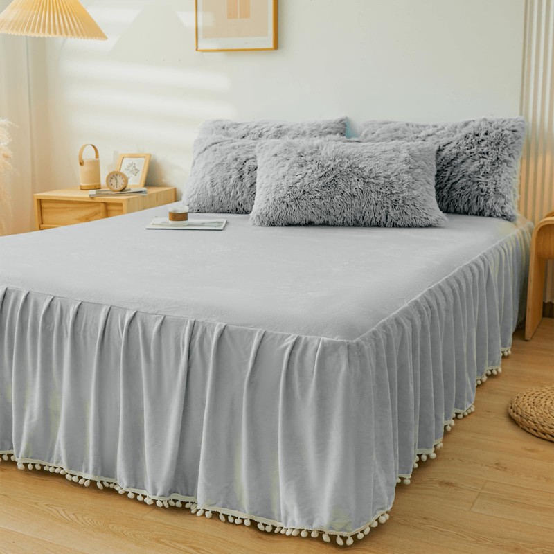 ERLOXO Fluffy Comforter Cover Set Queen - Fuzzy Plush Bedding