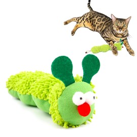 Petta Big Green Caterpillar Cat Toys, Catnip Toy with Crinkle Gall Fruit for Interactive Cat, 2Pcs