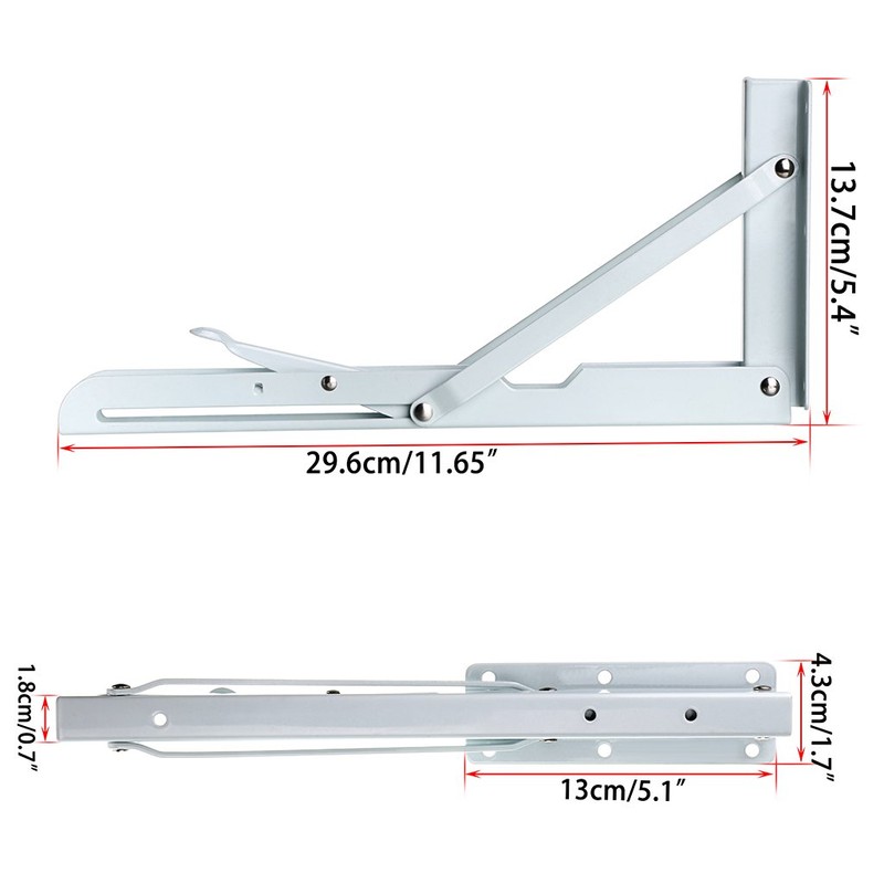 Sumnacon Sturdy Folding Shelf Brackets - Heavy Duty White Metal
