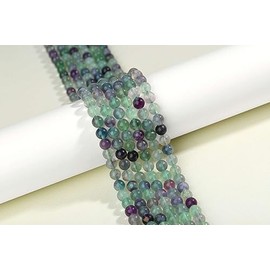 LAIDANLA Colorful Fluorite 6mm Natural Stone Beads Round Loose Gemstone Stone Beads for DIY Bracelet Necklace Earrings Jewelry Making Polishing Genuine Real Stone Beading Crystal 96PCS 2 Strand 32"