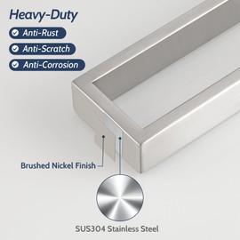 Sayayo Brushed Nickel Towel Bar for Bathroom, 16 Inch Bath Towel Rack Towel Rod Hand Towel Holder Wall Mount Square SUS304 Stainless Steel