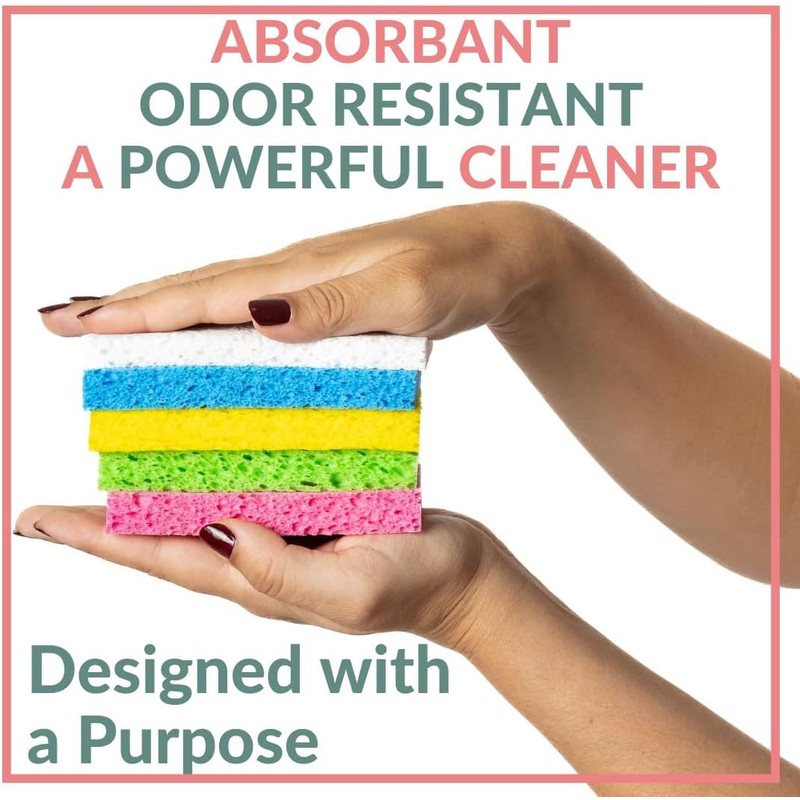 bioGo 30 Pack Compostable Pop-Up Sponges - Expanding, Non-Scratch, Plant-Based