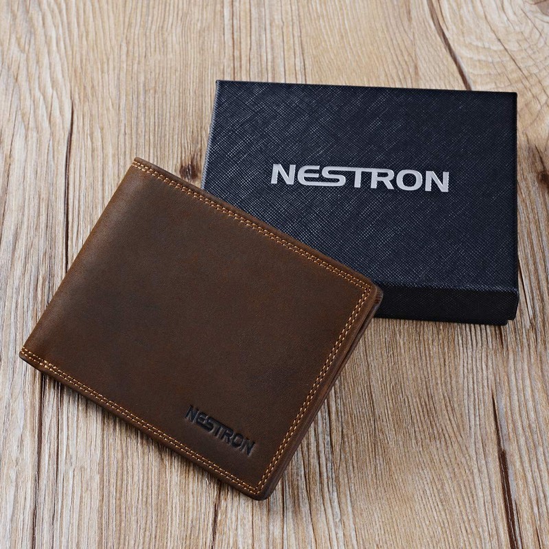 Nestron Men's Wallet with Double Stitching and RFID Protection, Vintage