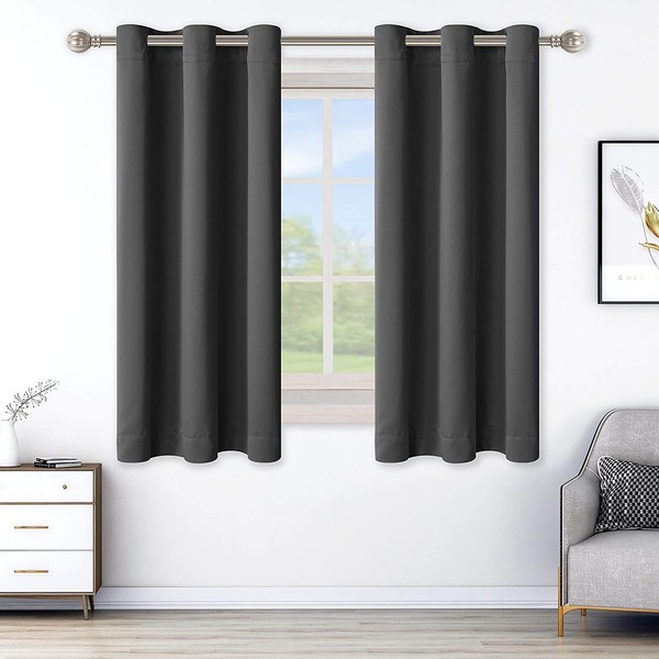 LORDTEX Blackout Curtains for Bedroom -Thermal Insulated Curtains with Grommet Top Room Darkening Noise Reducing Window Drapes for Living Room, 2 Panels, Dark Grey, 42 x 63 inch