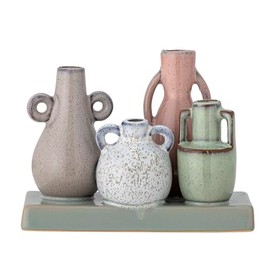 Bloomingville Creative Collection Aidan Green Stoneware Vase, Cute Small Botany Vase for Small Floral Decorations, Perfect for Table Setting, Unique Glaze Colour Variations