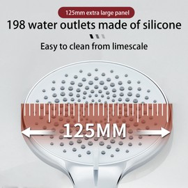 STOAT® Shower head with hose and holder. Large XXL shower head with explosion-proof stainless steel shower hose. Hand shower with hose. Shower head with bracket. Shower hose with shower head. Silver