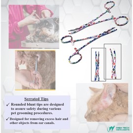 2 Pcs Pet Groomer Dog/Cat Hemostat Forceps 5.5" Hair Puller with STR + CRV Serrated Tips Ear Care Multipurpose Ratchet Locking Clamps Made of Stainless Steel Pulls Nose Furs, Paws Pink (Design #10)