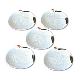 New Year Tableware, Japanese Tableware, Small Plate, Crane, Lucky Charm, Arita Ware, Gold Color Crane, Small Plate, Set of 5, Presentation Box Included