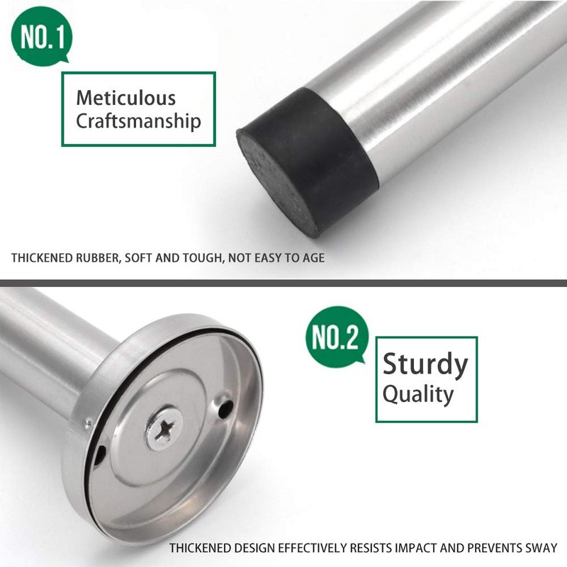 Long Door Stops, 8 Inch Stainless Steel Doorstop, Brushed Door
