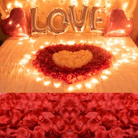AWCCXMYM 3000 PCS Red Artificial Fake Rose Petals for Romantic Night, Romantic Artistic Festive Atmosphere Creation for Marriage Proposa Wedding Valentine's Day Decoration Gift Box Party Activities