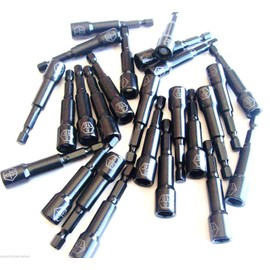 LOT OF ~ 25 ~ LASER ETCHED ~ 5/16" ~ IMPACT MAGNETIC NUT SETTERS 2-9/16" LONGNUTSETTER DRIVER 1/4" HEX SHANK