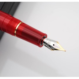 JINHAO 82 Celluloid Fountain Pen Acrylic Ink Pen with Ink Converter (Fine Nib, Gold Clip-Transparent Palace Museum Red)