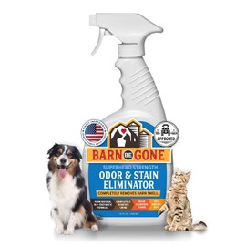 BARN BE GONE Superhero Strength Stain & Pet Odor Eliminator | Enzyme Carpet Cleaner Spray for Pets | Pet Stain Remover for Dog and Cat Urine Destroyer | Small Pet and Puppy Supplies | Pee Deodorizer
