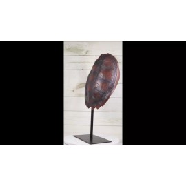 Nautical Marine Faux Alligator Snapping Turtle Shell Sculpture With Pole Stand