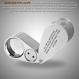 KINGMAS 40x Jeweller Loupe Folding Magnifying Jewelry Eye Magnifier With LED Light Illuminated (LED Currency Detecting/Jewlers Identifying Type Lupe)