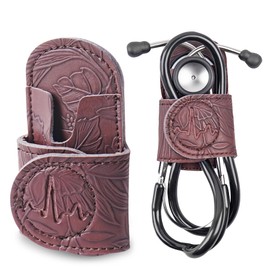 Mtzmy PU Leather Stethoscope Holder with Clip for All Models: Littmann, ADC, MDF, Adscope, Stethoscope Holder Holder, Perfect for Doctors, Nurses, EMT (1-Brown)