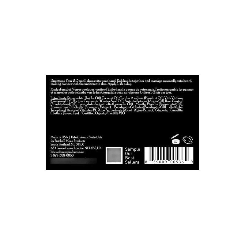 Brickell - Aceite De Barba Para Hombre, Aceite De Argán
