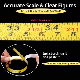 2 Pieces Self-Adhesive Measuring Tape Imperial and Metric Tape Measure Workbench Ruler Sticky Measure Tape Left to Right for Painting Sewing Drafting Woodworking 40 Inch/100cm(Yellow)