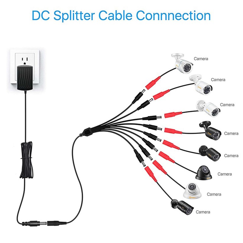 Auroh 2-Pack DC Power Splitter Cable 1 to 8 Way,