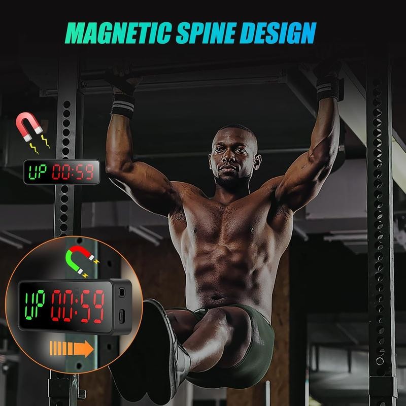 Small Gym Timer Clock, Stopwatch, Workout Interval Timer with Built-in