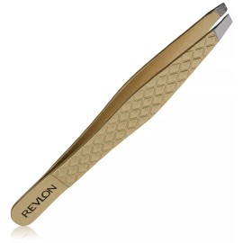 Revlon Gold Series Slant Tip Tweezers with Diamond Coated Tips for Precision
