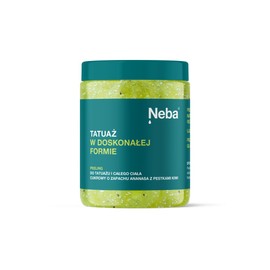 NEBA - Tatoo Pflege - Peeling Körper - Body Sugar Scrub, für Hautpflege Vor und Nach dem Tätowieren - Vegan, mit Shea Butter und Glycerin - Pflegt trockene Haut und Geheilte Tattoos - 300 g