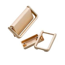 TopHomer 2PCS Flush Pull Handle Invisible Flip Drawer Handle Dull Furniture Grip Cabinet Door Pull Handle Metal Wardrobe Handle with Ring Black (64mm/2.52")