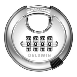 DELSWIN 4 Digit Combination Lock with Hardened Steel Shackle Combo Padlock for Sheds,Gym Locker,Storage Unit,Gate and Fence (1 Pcs)