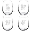 MIP Set of 4 Wine Glass Gift Border Collie Collection