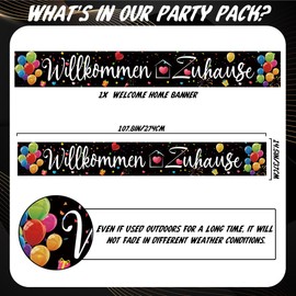 Welcome Home Background Banner Decoration - Welcome Home Decoration, Family Return Colourful Garland, Black Welcome Banner for Boys Girls Baby Family Celebrations Party Decoration 37 x 274 cm