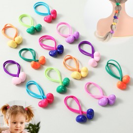 Gjinxi 14PCs Hair Ties Hair Balls Ponytail Holders Colorful Hair Beads Bauble Hair Ties No Damage Ponytail Balls Hair Elastic Hair Accessories for Girl