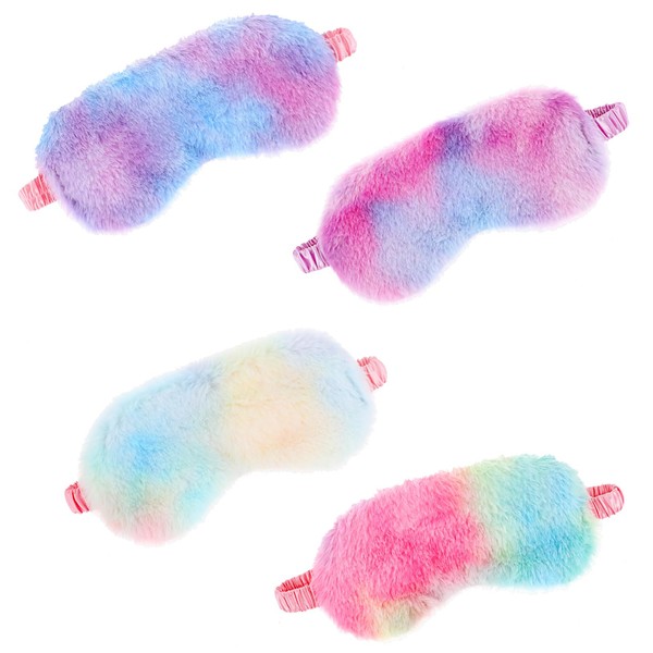 WLLHYF Pack of 4 Plush Sleeping Eye Cover Furry Sleeping