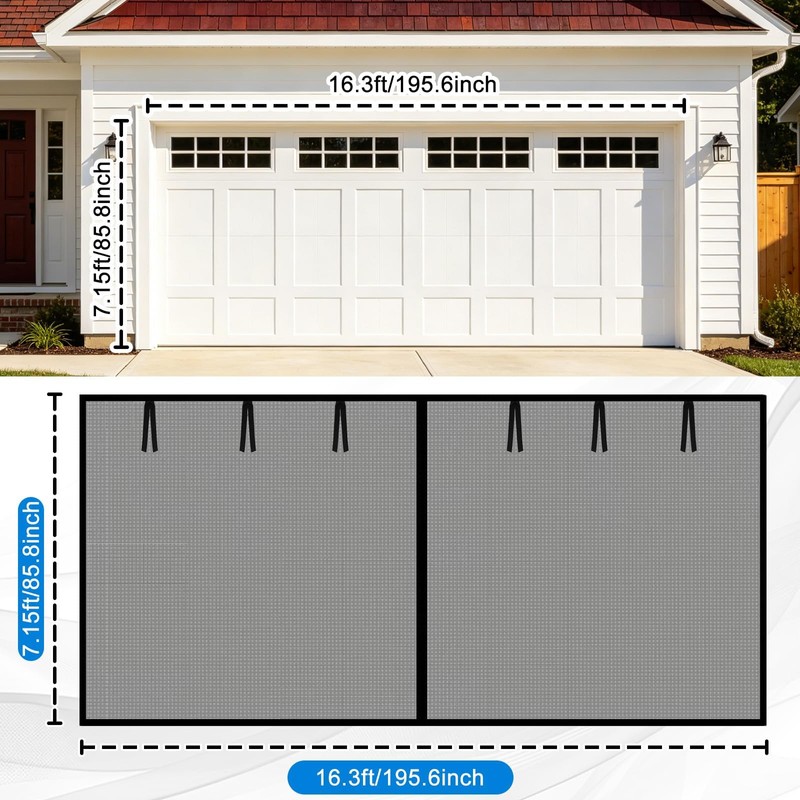 16x7FT Garage Door Screen for 2 Car