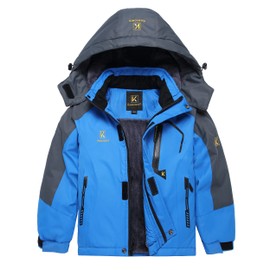 Keevoom Boys' Blue Winter Coats Waterproof Windproof Warm Fur Lined Ski Jackets 4t Heavyweight Thick With Removable Hood 4-5