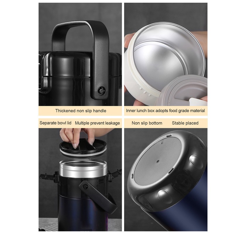 2.6L Thermal Food Container 304 Stainless Steel 4 Layers Vacuum