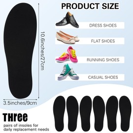 Velmitten 3 Pairs Sockless Shoe Liner No Show Socks Washable Barefoot Shoe Insert Insoles Women Man(Black)