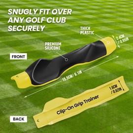 Clip-On Golf Grip Trainer, Golf Swing Training Aid for Improving Proper Hand Positioning (BLACK+YELLOW)