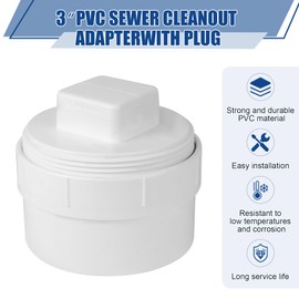 YullSorom 3" PVC Sewer Cleanout cap,DWV Flush Sewer Cleanout Adapter for Outdoor Garden,RV and More Drainage Piping System Pipe Fitting