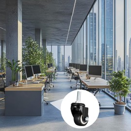 YOKIVE Threaded Stem Caster, Polyurethane Swivel Wheel Threaded Stem Casters, Great for Carts Shelves Racks Daily Use (Black, 1.5-Inch)