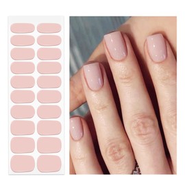 OAUEE Semi Cured Gel Nail Strips | 20 Gel Nail Stickers | Gel Nail Stickers with UV Light Required | Salon Quality, Easy Application and Removal（Flesh Pink Color）