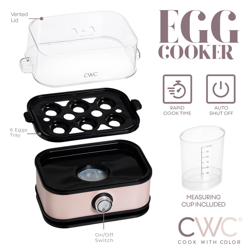 COOK WITH COLOR 6-Egg Capacity Egg Cooker – For Soft,